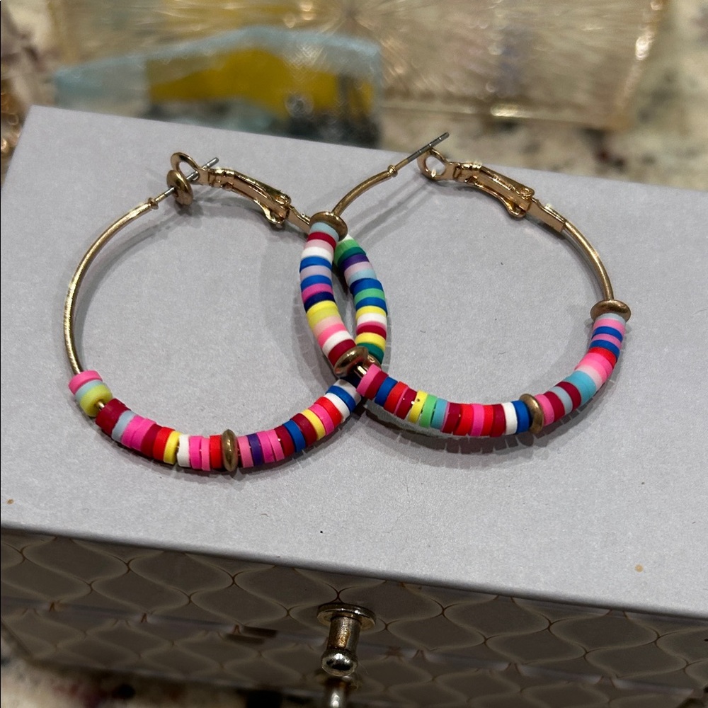 Colorful Beaded Hoop Earrings